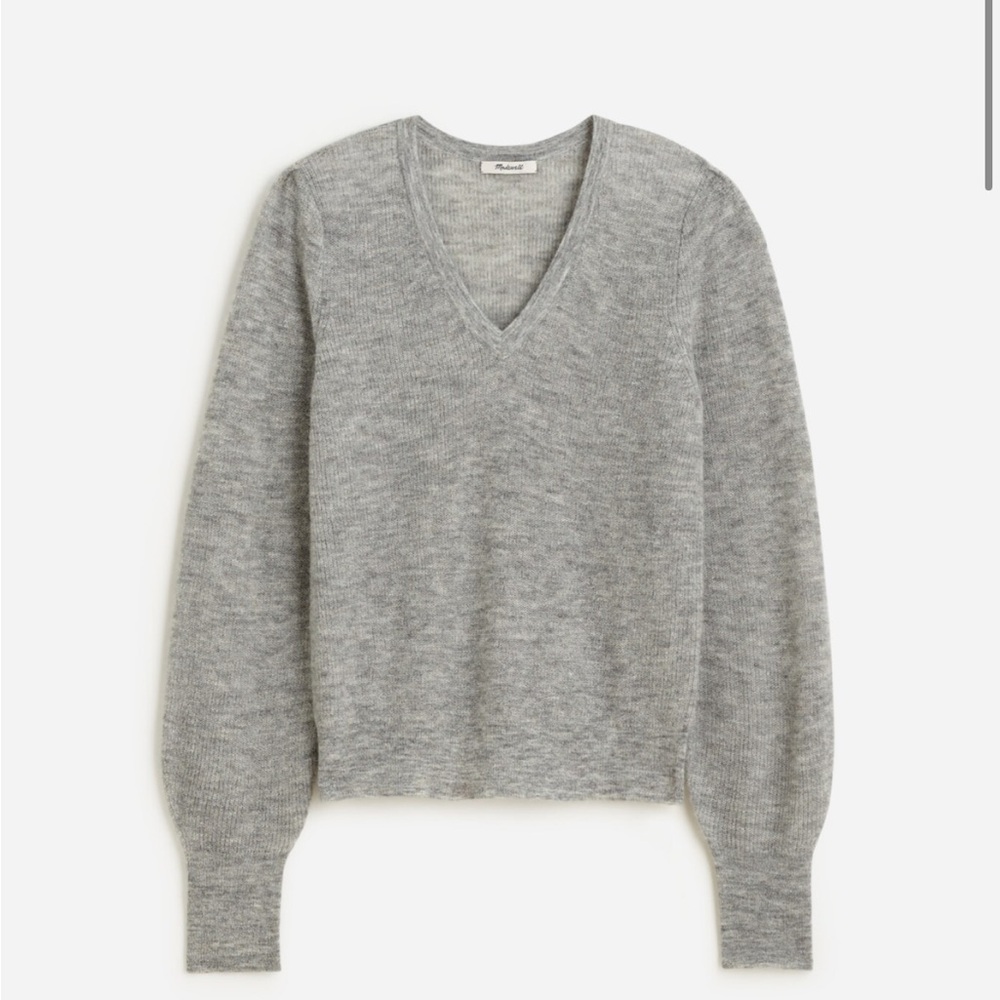 Madewell Alpaca Blend Deep V-Neck Gray Sweater sz medium